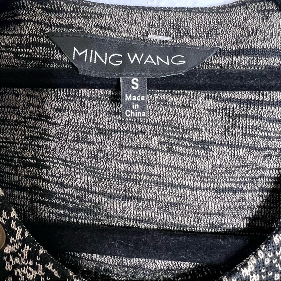 Ming Wang Cardigan Women Small Sweater Mid Length Tan Black 3/4 Sleeve Knit B6 - Picture 3 of 11